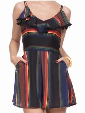 Voodoo Vixen Adelyn Multi-Colored Serape Striped Romper Size M